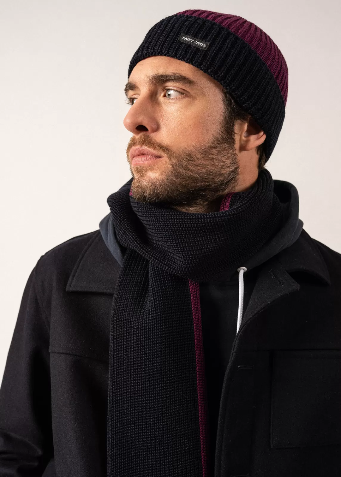 SAINT JAMES Bonnet en laine bicolore Canot