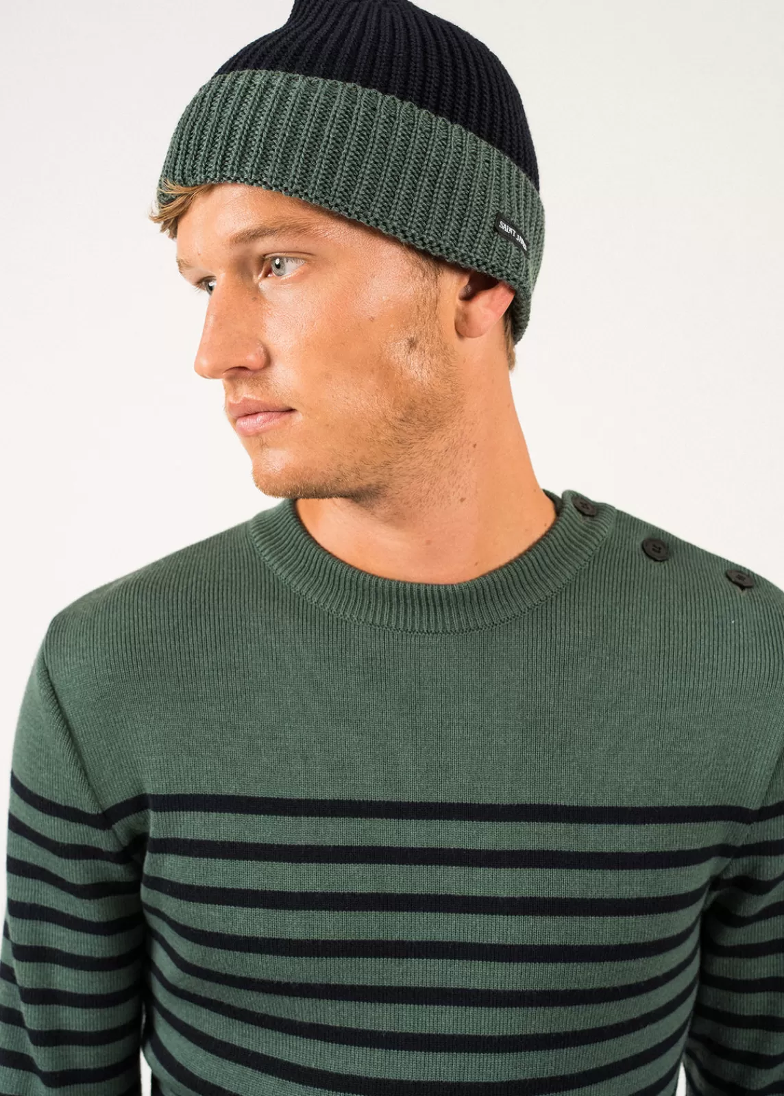 SAINT JAMES Bonnet en laine bicolore Canot