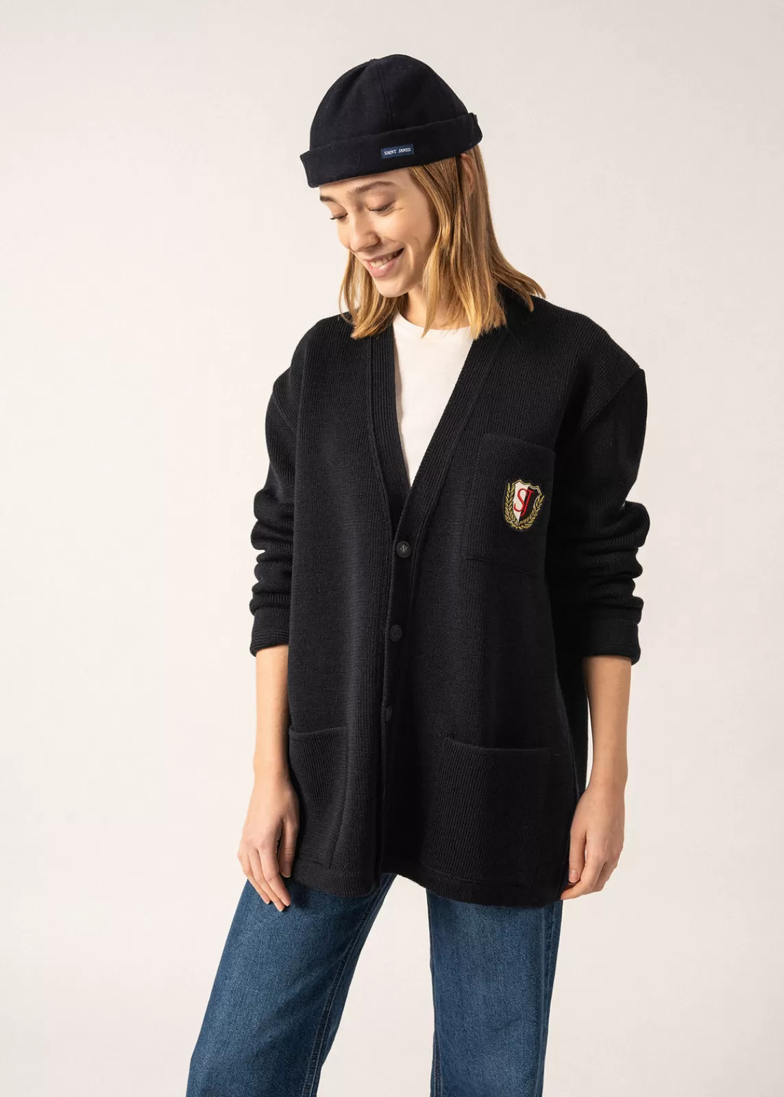 Femme SAINT JAMES Cardigan en laine Yachting Réédit