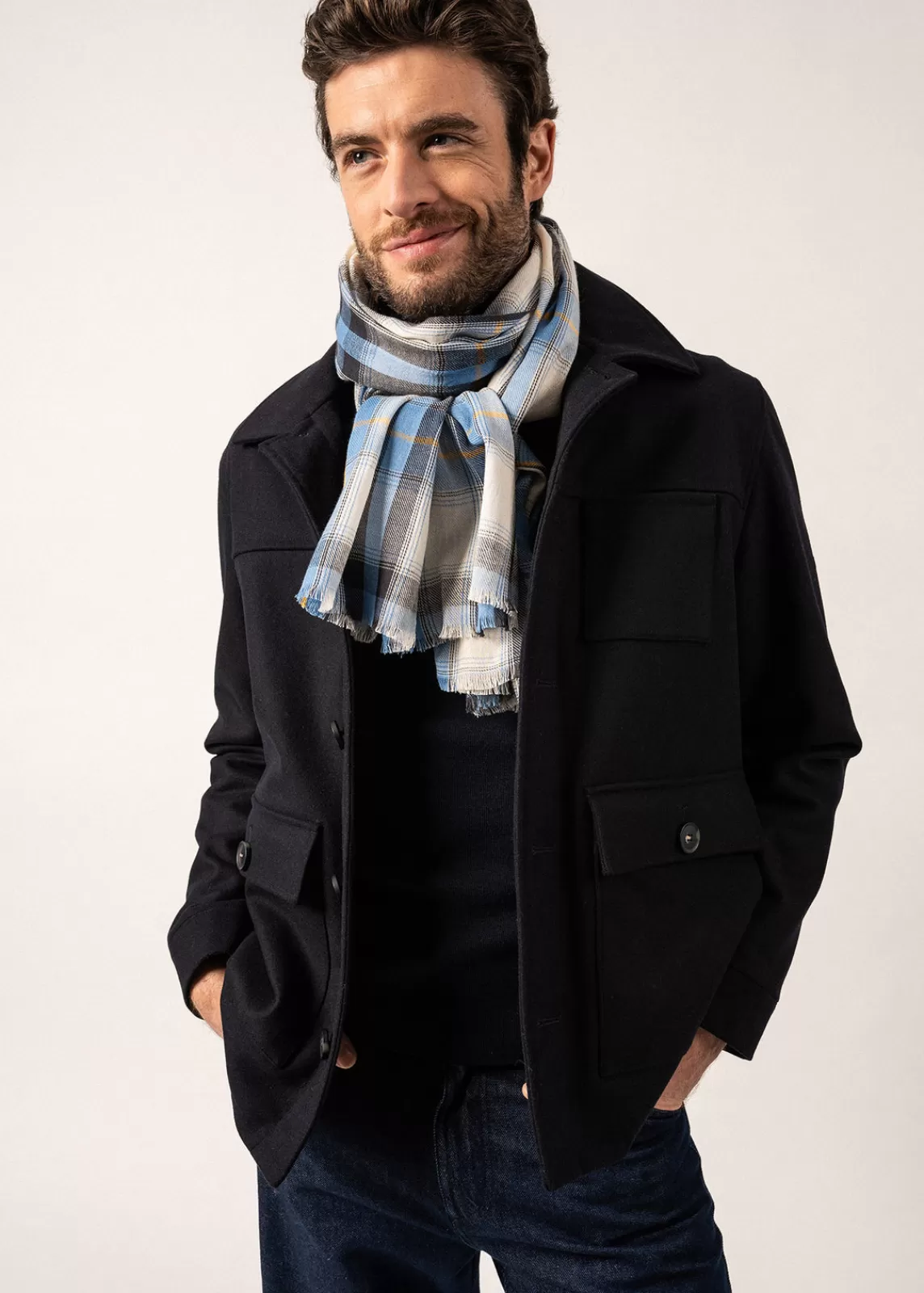 SAINT JAMES Foulard en coton et laine