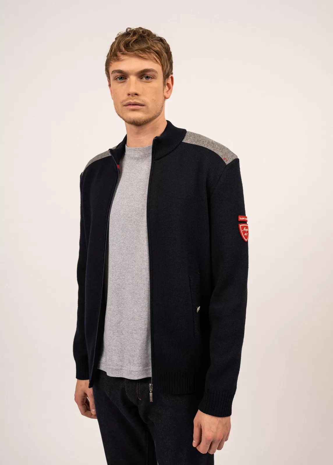 Homme SAINT JAMES Gilet zippé en laine et drap de laine Serac Arpin