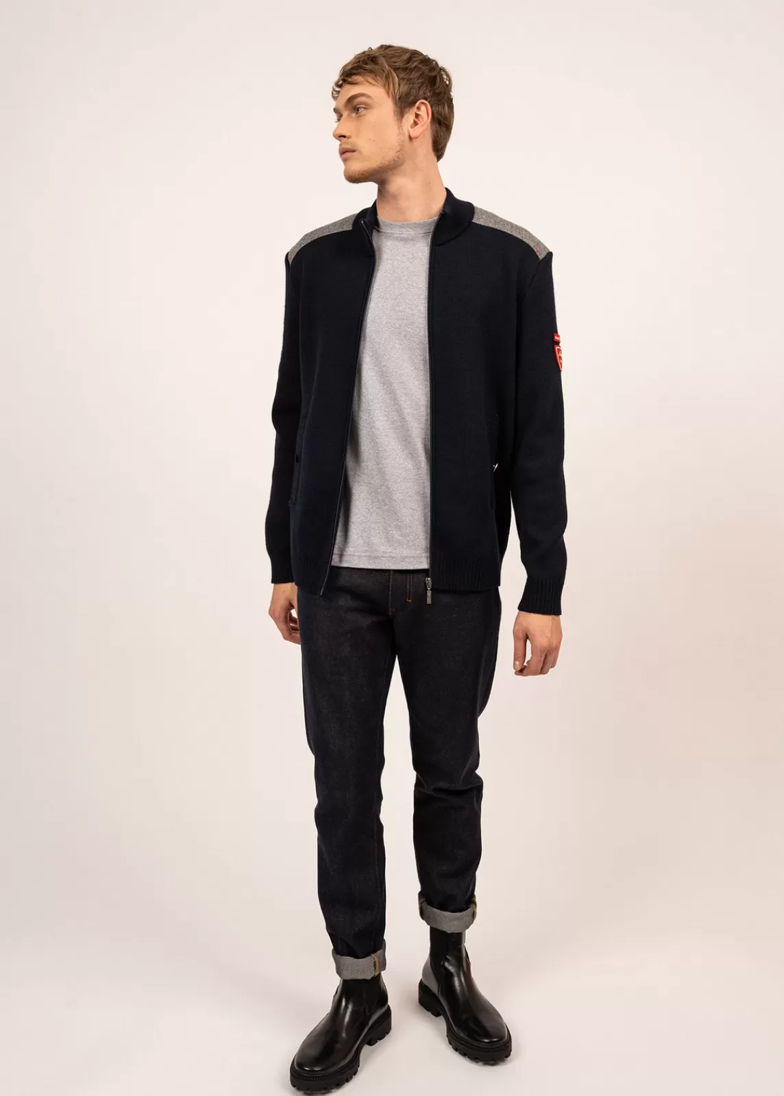 Homme SAINT JAMES Gilet zippé en laine et drap de laine Serac Arpin