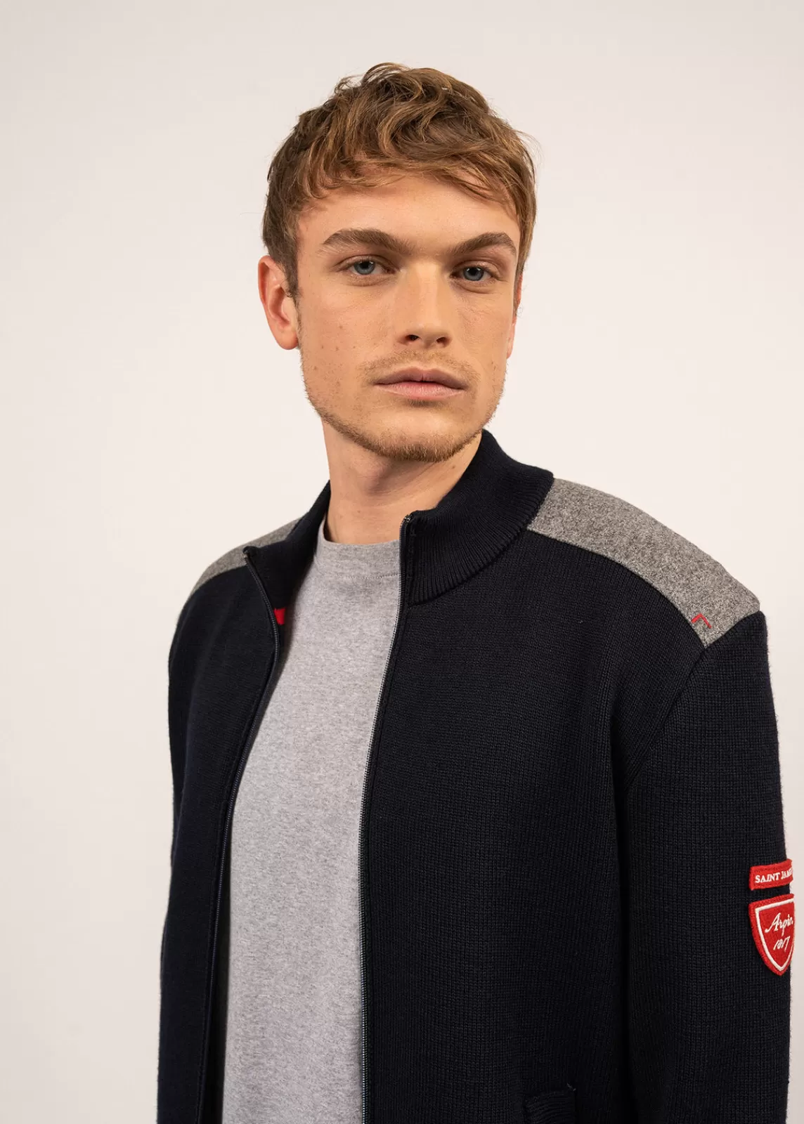 Homme SAINT JAMES Gilet zippé en laine et drap de laine Serac Arpin