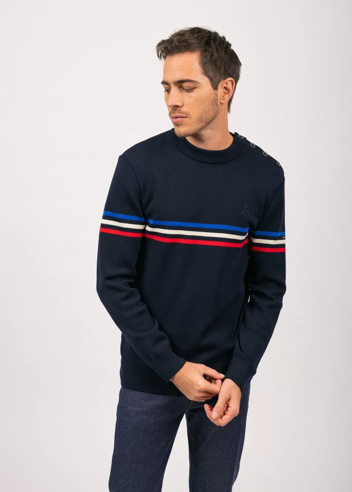 Homme SAINT JAMES Pull marin à rayure tricolore