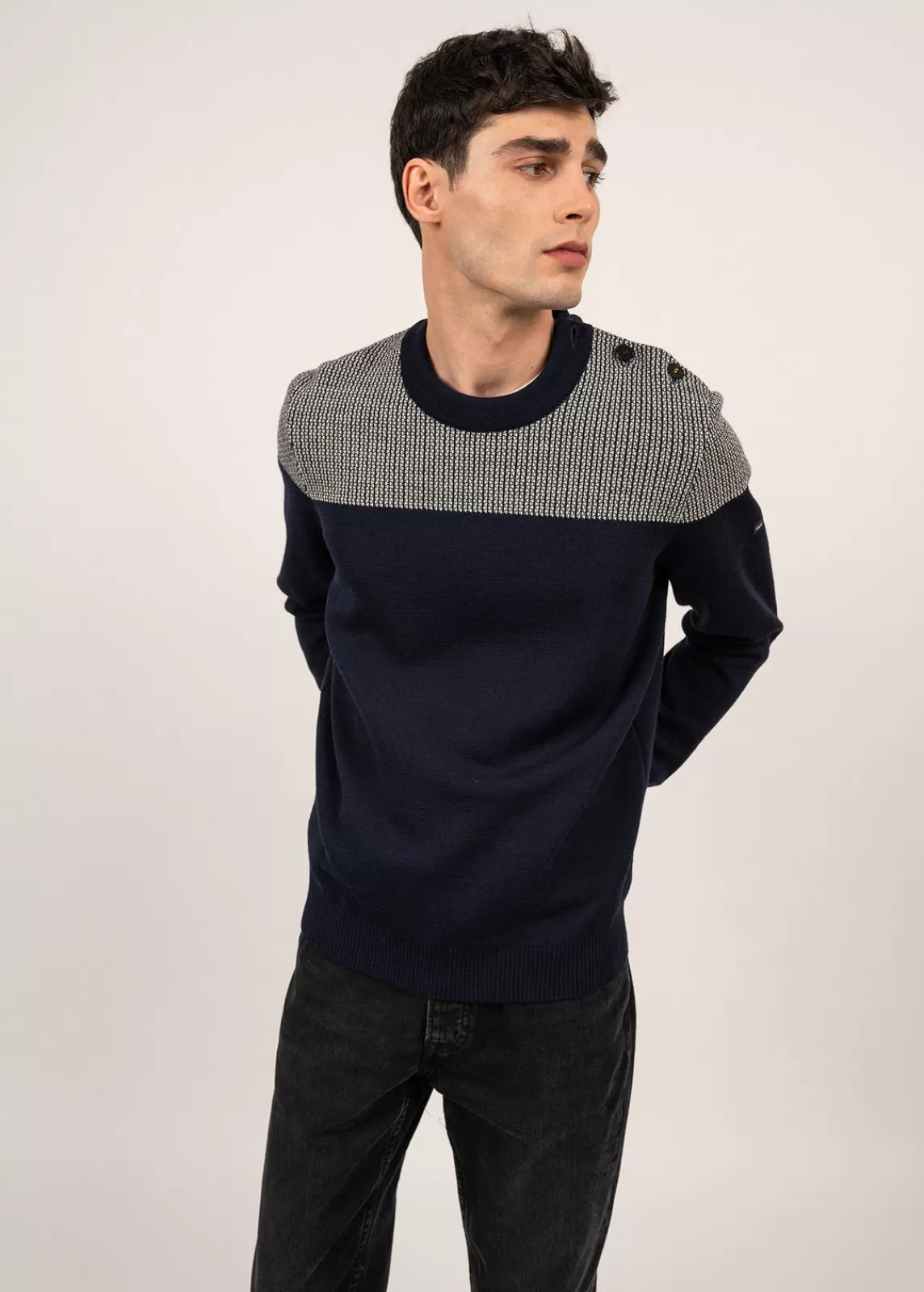 Homme SAINT JAMES Pull marin bicolore Dinan