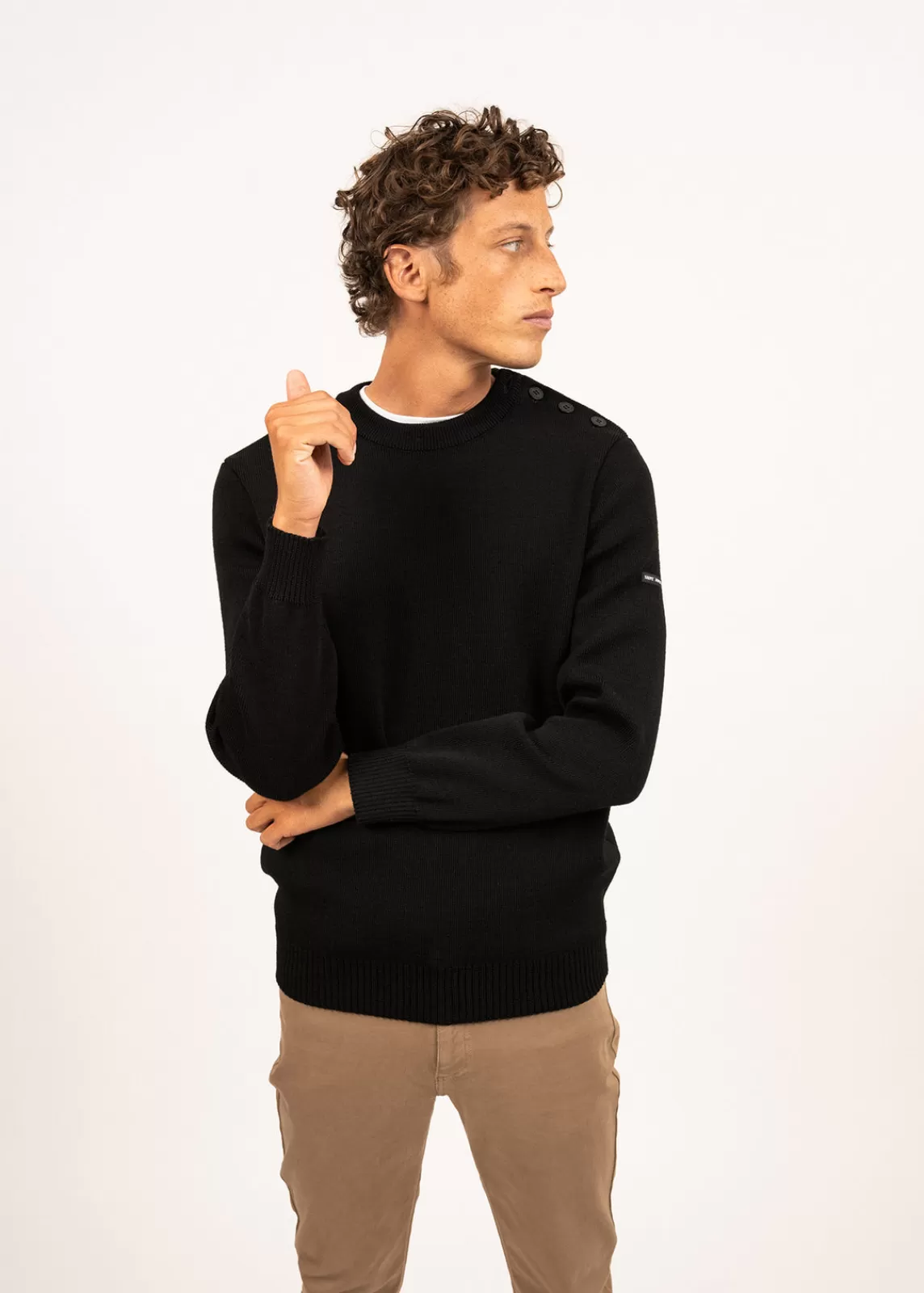 Homme SAINT JAMES Pull marin uni Cancale