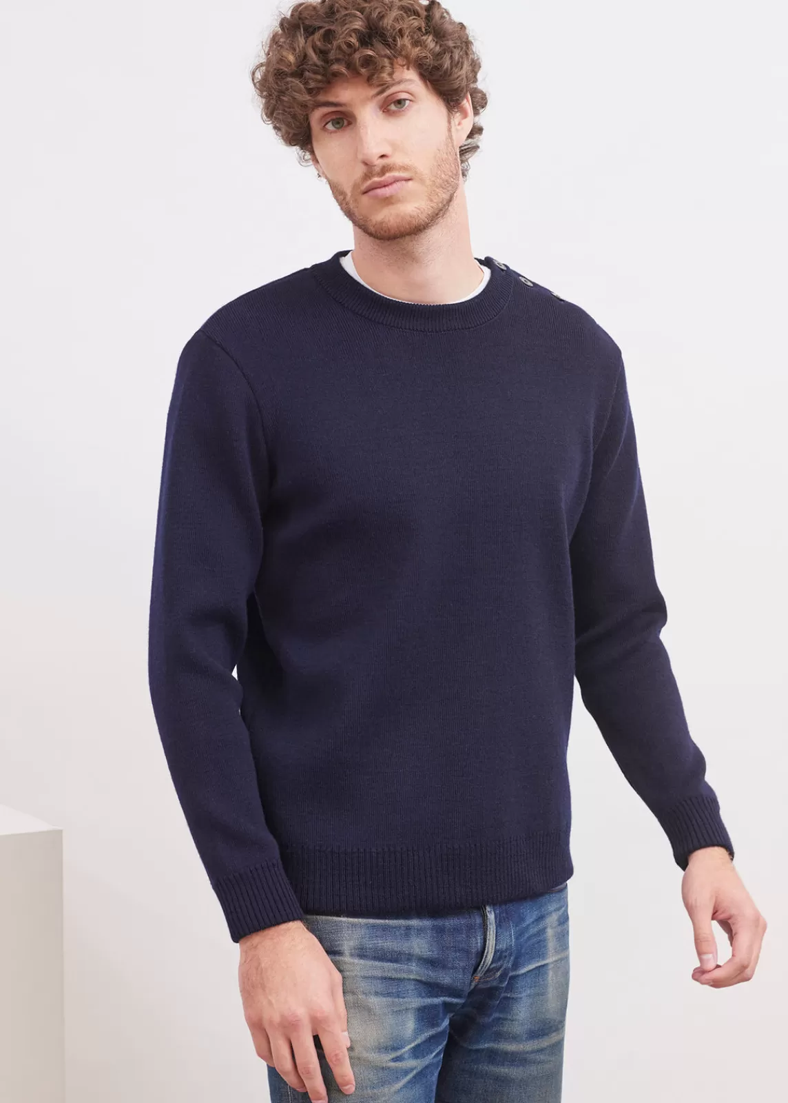 Homme SAINT JAMES Pull marin uni Marinier